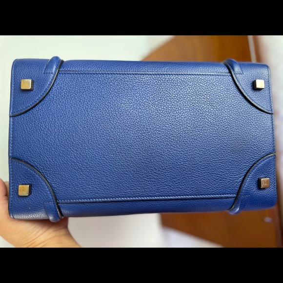 Celine Mini Luggage Blue Drummed Leather GHW - Picture 12 of 16
